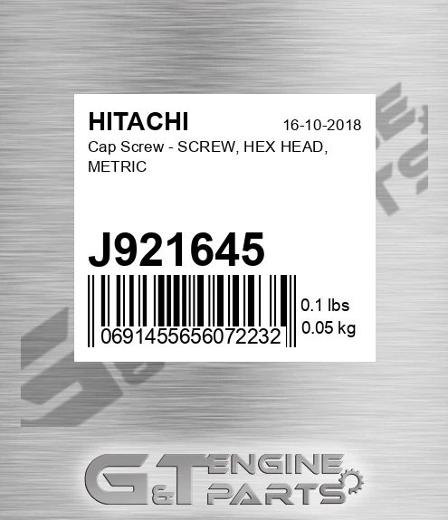 J921645 Cap Screw - SCREW, HEX HEAD, METRIC