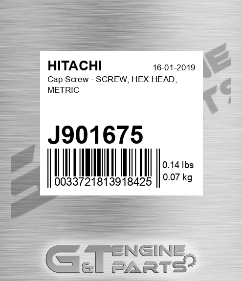 J901675 Cap Screw - SCREW, HEX HEAD, METRIC