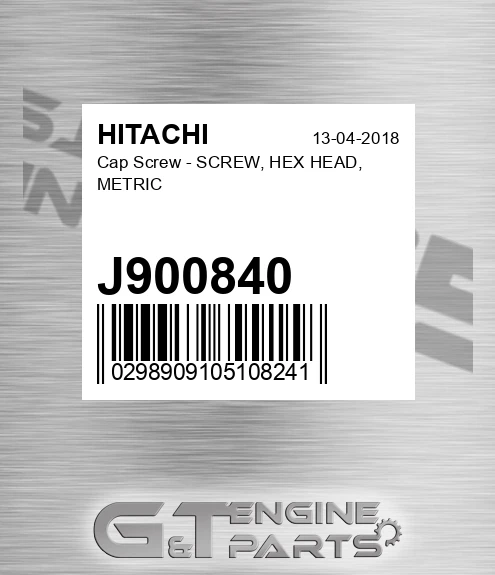 J900840 Cap Screw - SCREW, HEX HEAD, METRIC
