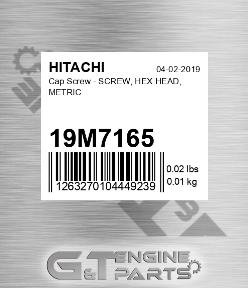 19M7165 Cap Screw - SCREW, HEX HEAD, METRIC