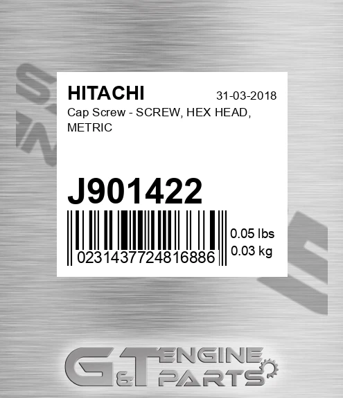 J901422 Cap Screw - SCREW, HEX HEAD, METRIC