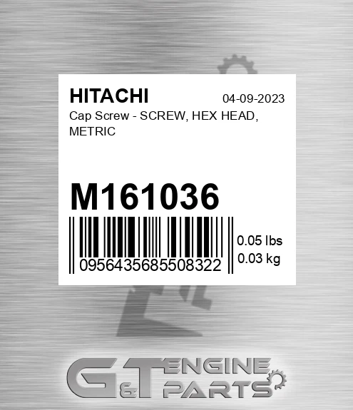 M161036 Cap Screw - SCREW, HEX HEAD, METRIC