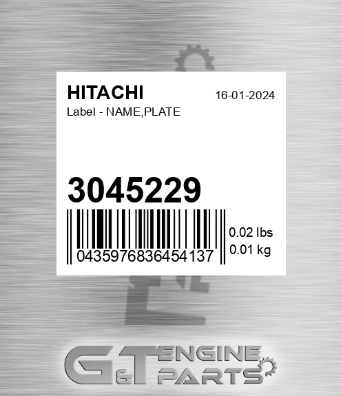 3045229 Label - NAME,PLATE