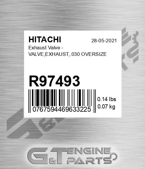 R97493 Exhaust Valve - VALVE,EXHAUST,.030 OVERSIZE