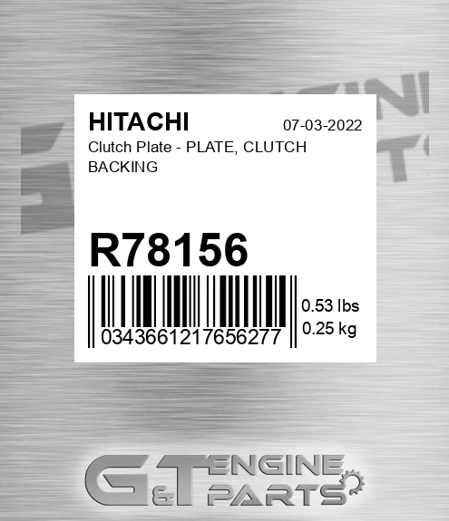 R78156 Clutch Plate - PLATE, CLUTCH BACKING