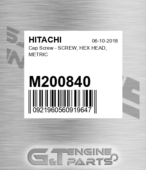 M200840 Cap Screw - SCREW, HEX HEAD, METRIC