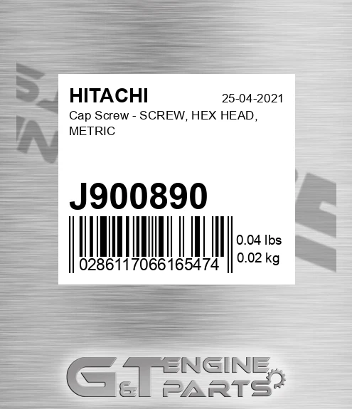 J900890 Cap Screw - SCREW, HEX HEAD, METRIC