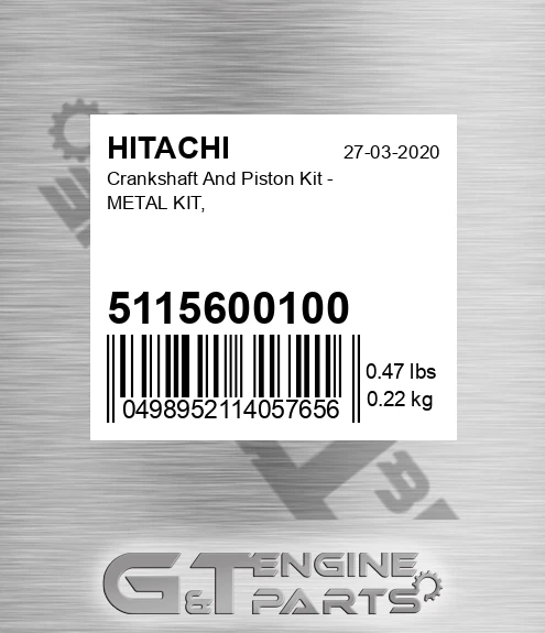 5115600100 Crankshaft And Piston Kit - METAL KIT,