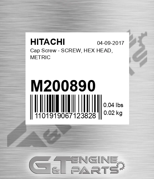 M200890 Cap Screw - SCREW, HEX HEAD, METRIC