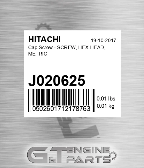 J020625 Cap Screw - SCREW, HEX HEAD, METRIC