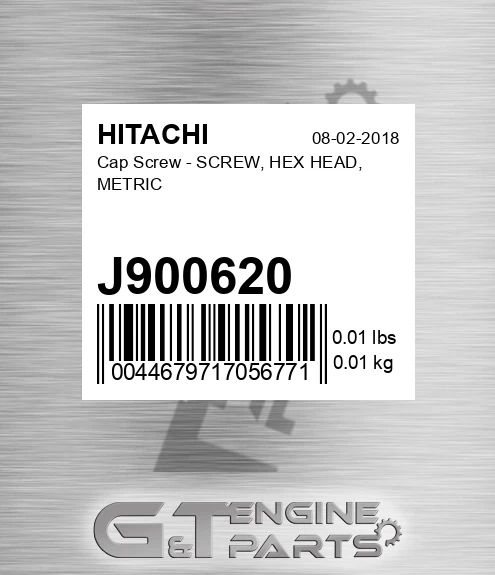 J900620 Cap Screw - SCREW, HEX HEAD, METRIC
