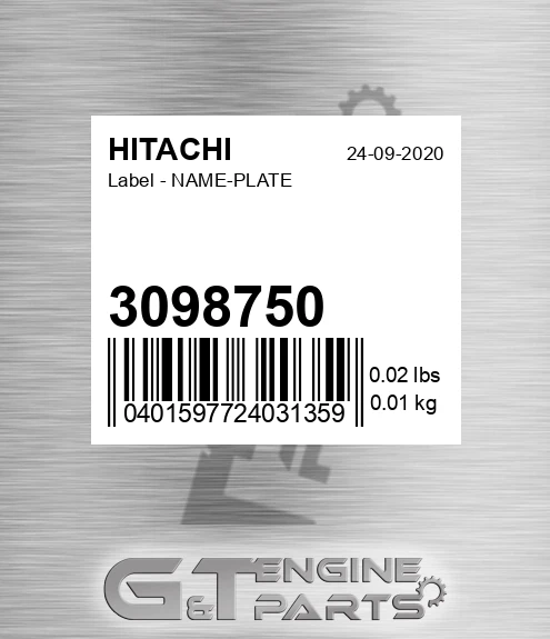 3098750 Label - NAME-PLATE