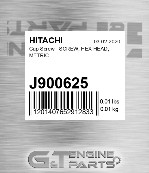 J900625 Cap Screw - SCREW, HEX HEAD, METRIC
