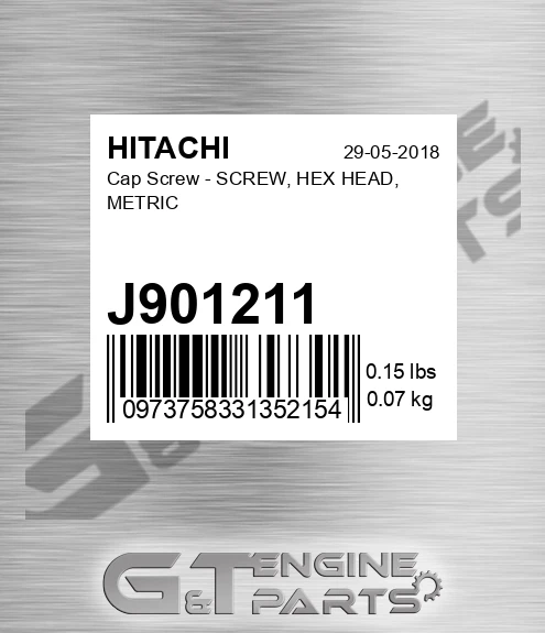 J901211 Cap Screw - SCREW, HEX HEAD, METRIC