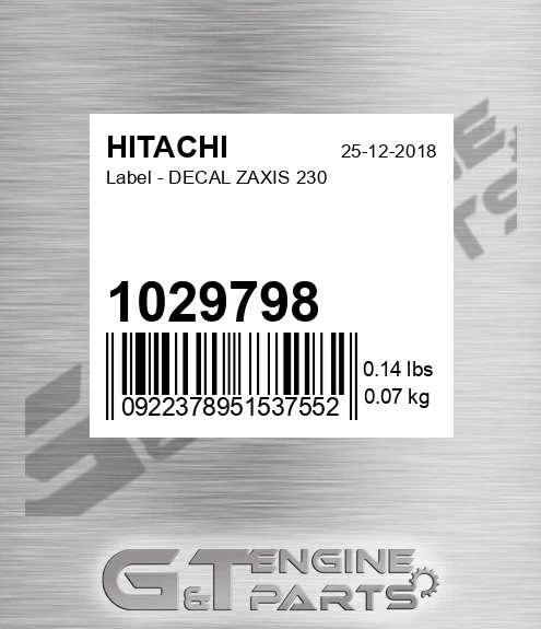 1029798 Label - DECAL ZAXIS 230