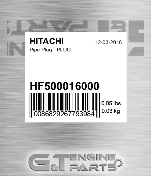 HF500016000 Pipe Plug - PLUG