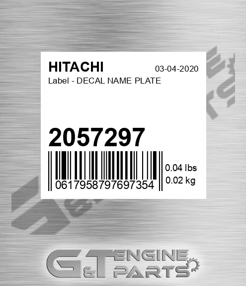 2057297 Label - DECAL NAME PLATE