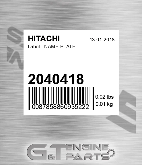 2040418 Label - NAME-PLATE