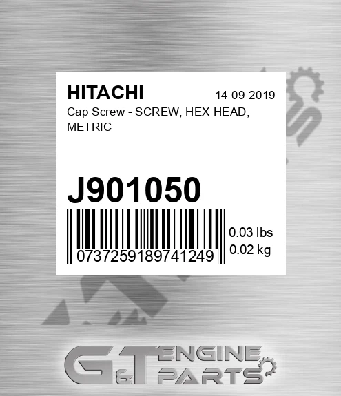 J901050 Cap Screw - SCREW, HEX HEAD, METRIC