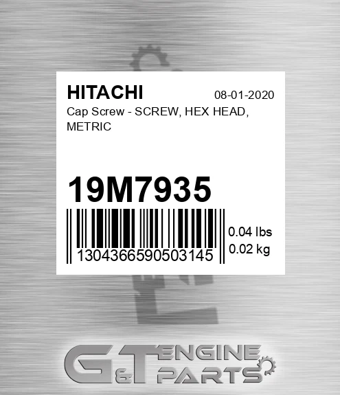19M7935 Cap Screw - SCREW, HEX HEAD, METRIC