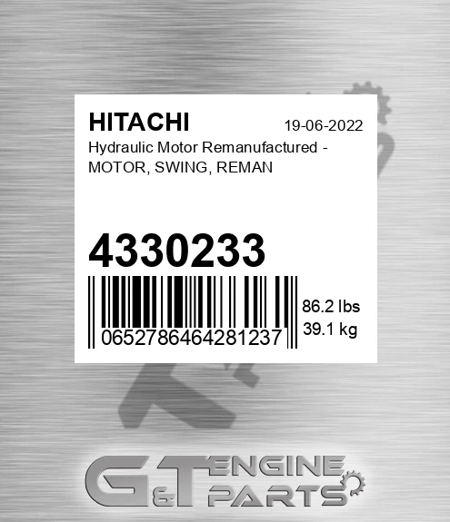 4330233 Hydraulic Motor Remanufactured - MOTOR, SWING, REMAN
