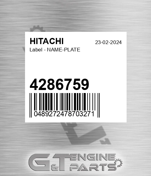 4286759 Label - NAME-PLATE