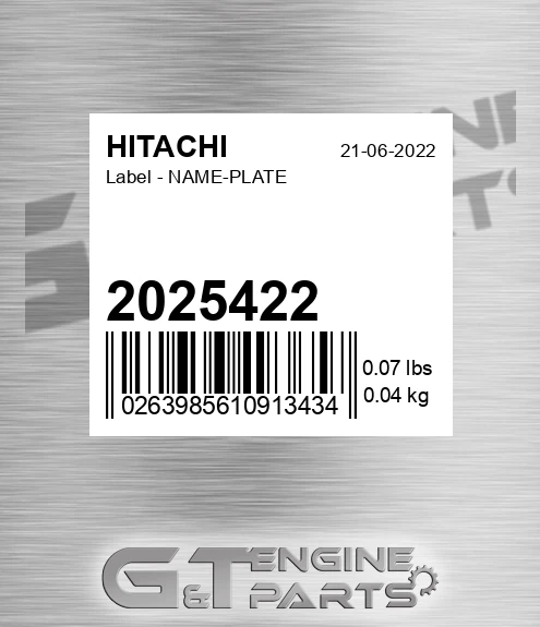 2025422 Label - NAME-PLATE