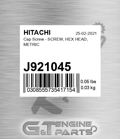 J921045 Cap Screw - SCREW, HEX HEAD, METRIC