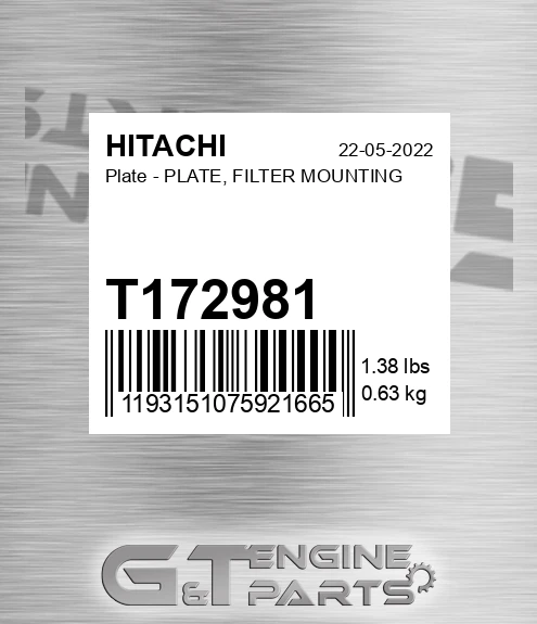 T172981 Plate - PLATE, FILTER MOUNTING