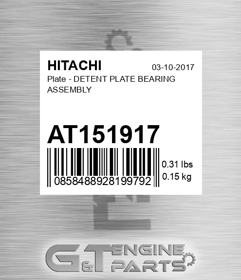 AT151917 Plate - DETENT PLATE BEARING ASSEMBLY