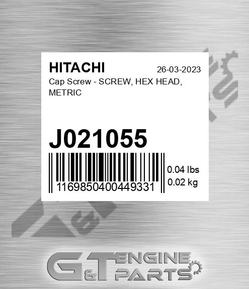 J021055 Cap Screw - SCREW, HEX HEAD, METRIC