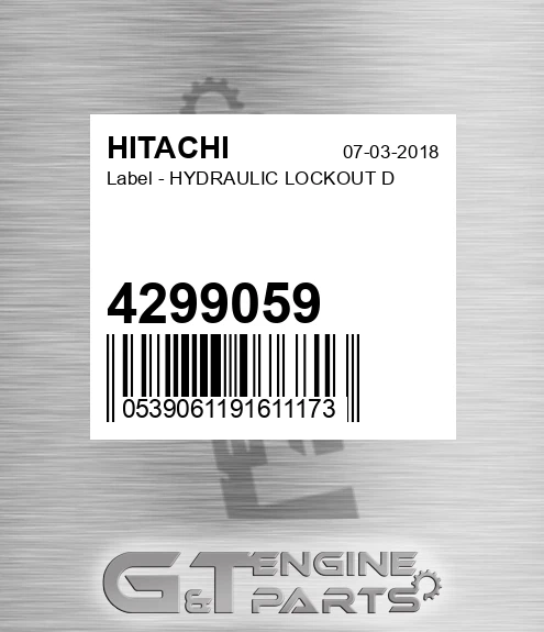 4299059 Label - HYDRAULIC LOCKOUT D