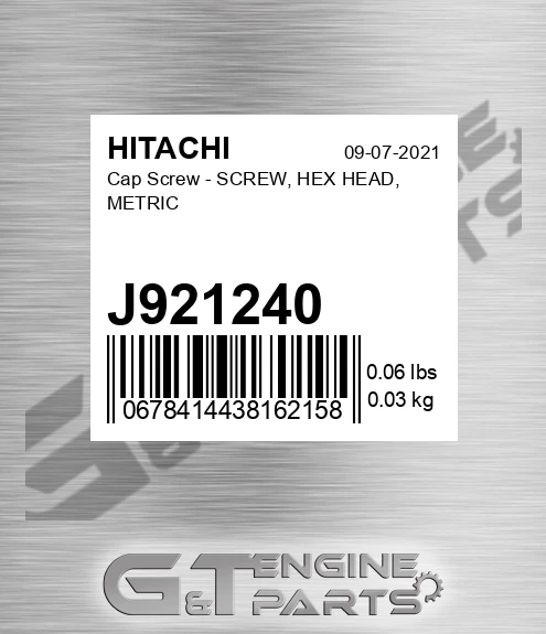 J921240 Cap Screw - SCREW, HEX HEAD, METRIC