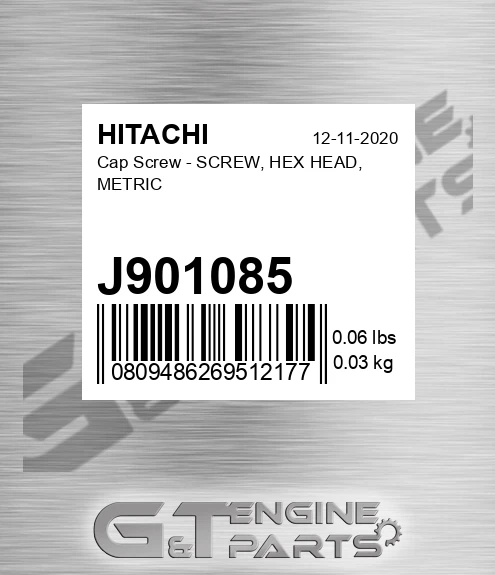 J901085 Cap Screw - SCREW, HEX HEAD, METRIC