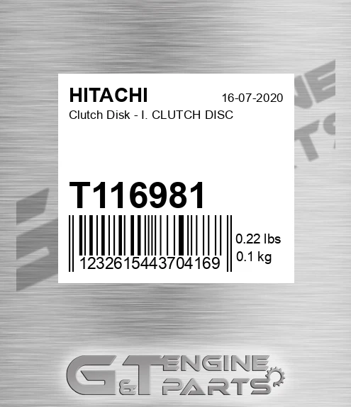 T116981 Clutch Disk - I. CLUTCH DISC