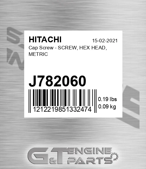 J782060 Cap Screw - SCREW, HEX HEAD, METRIC
