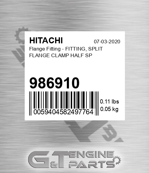 986910 Flange Fitting - FITTING, SPLIT FLANGE CLAMP HALF SP