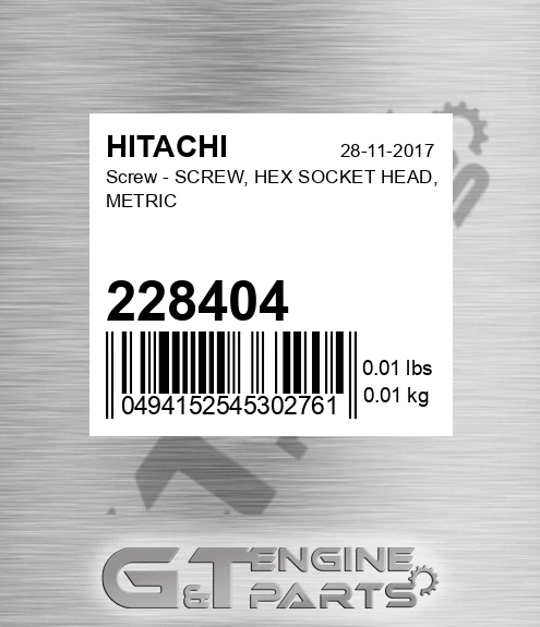 228404 Screw - SCREW, HEX SOCKET HEAD, METRIC