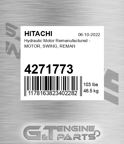 4271773 Hydraulic Motor Remanufactured - MOTOR, SWING, REMAN