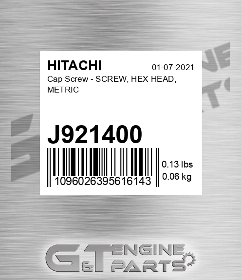 J921400 Cap Screw - SCREW, HEX HEAD, METRIC