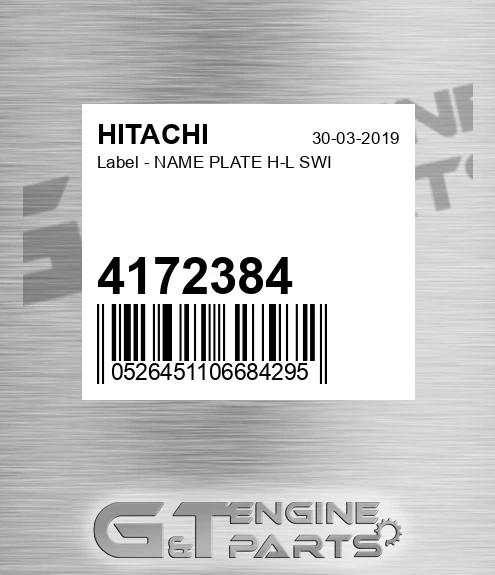 4172384 Label - NAME PLATE H-L SWI