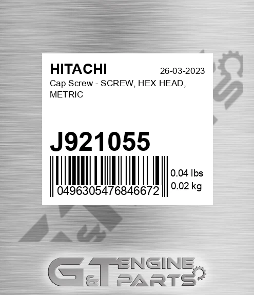 J921055 Cap Screw - SCREW, HEX HEAD, METRIC
