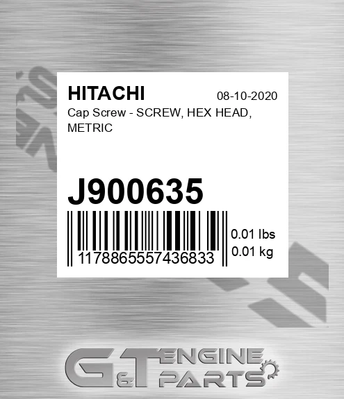 J900635 Cap Screw - SCREW, HEX HEAD, METRIC