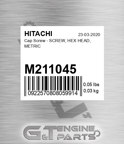 M211045 Cap Screw - SCREW, HEX HEAD, METRIC