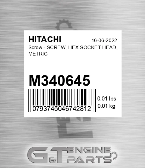 M340645 Screw - SCREW, HEX SOCKET HEAD, METRIC