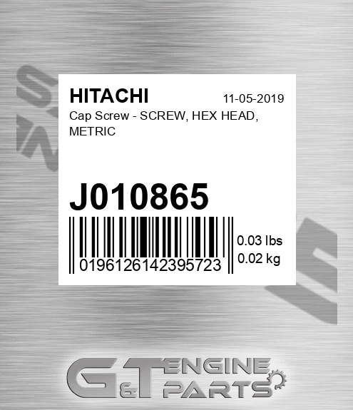 J010865 Cap Screw - SCREW, HEX HEAD, METRIC