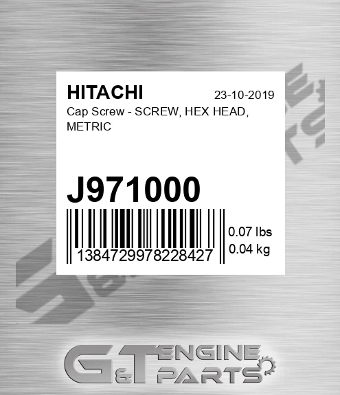 J971000 Cap Screw - SCREW, HEX HEAD, METRIC