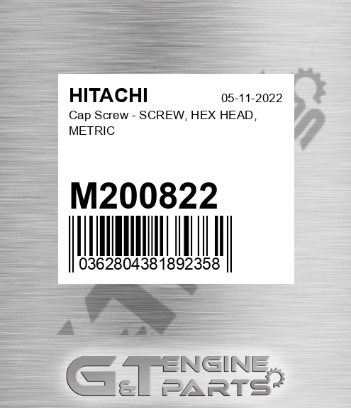 M200822 Cap Screw - SCREW, HEX HEAD, METRIC
