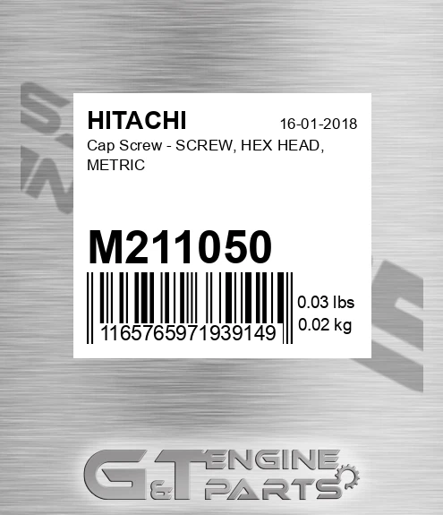 M211050 Cap Screw - SCREW, HEX HEAD, METRIC