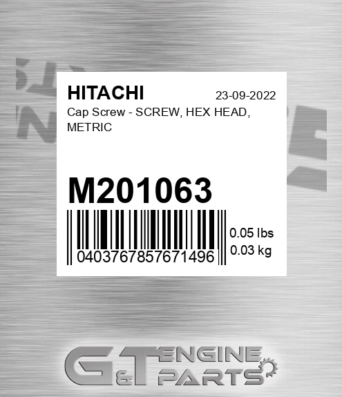 M201063 Cap Screw - SCREW, HEX HEAD, METRIC